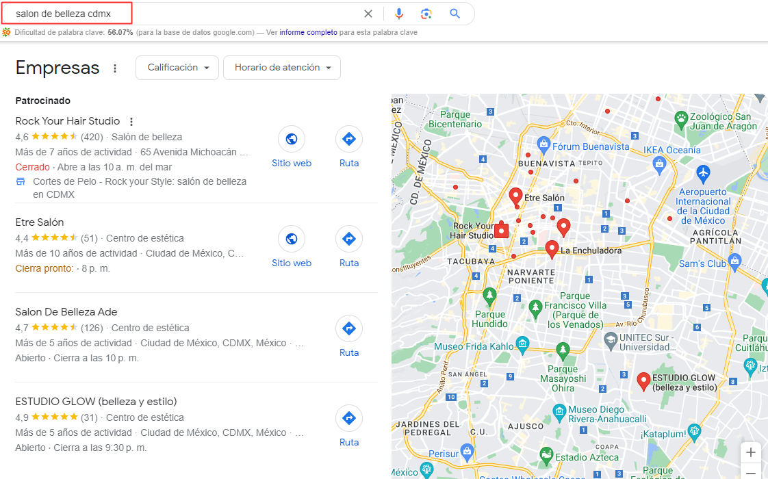 google my business para salones de belleza