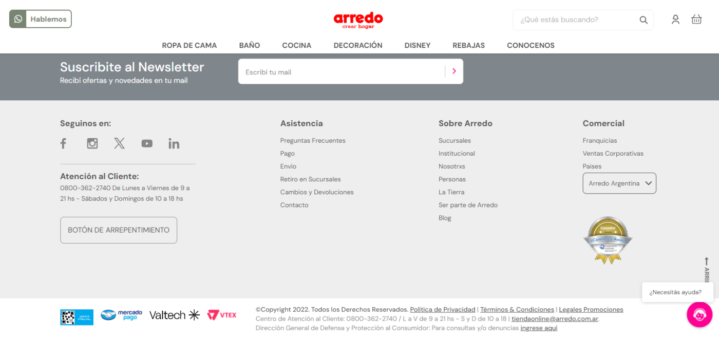 ejemplo footer arredo