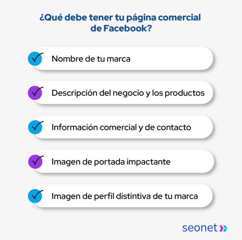 que debe tener tu pagina comercial de facebook