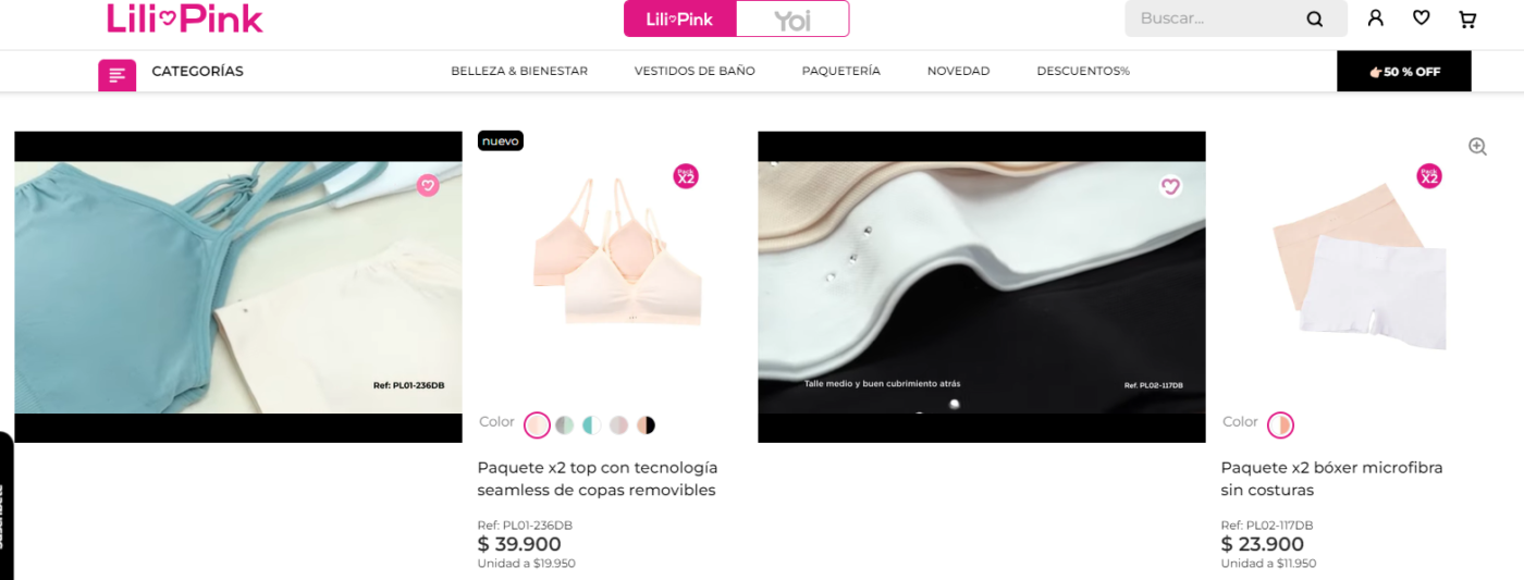 ecommerce ropa interior lili pink