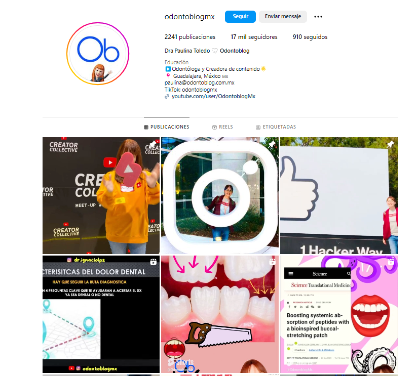 ejemplo de instagram centro odontologico