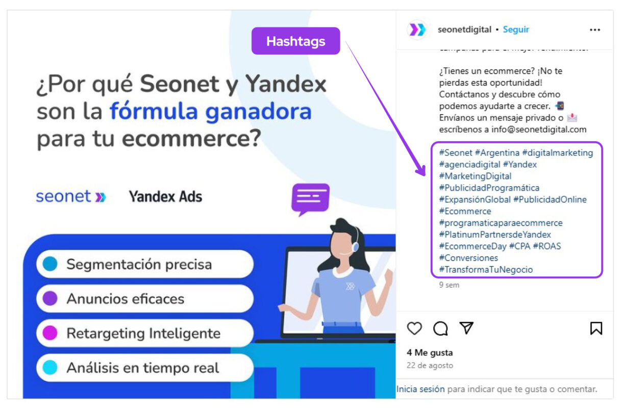 ejemplo hashtag en instagram