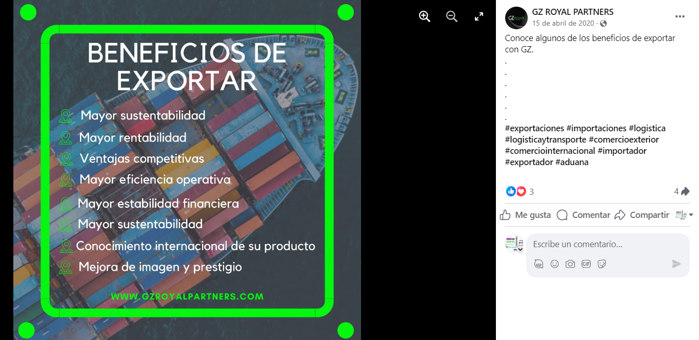 posteo sobre beneficios de exportar