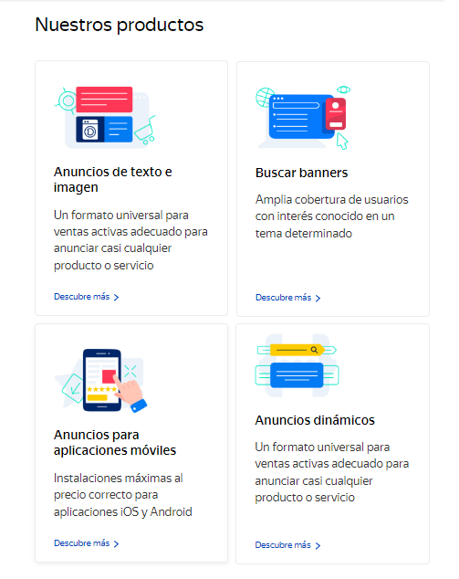 productos yandex ads