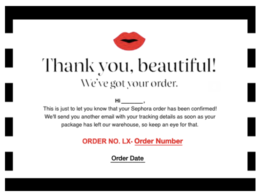 thank you page sephora